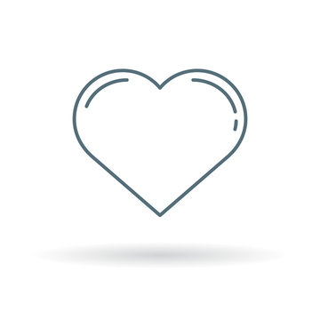 Valentines heart icon. Simple heart sign. Love symbol. Thin line icon on white background. Vector illustration.