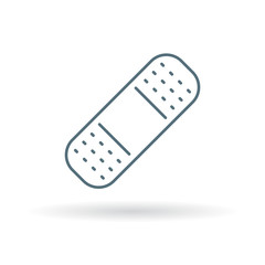 Bandaid icon. Bandage sign. plaster symbol. Thin line icon on white background. Vector illustration.