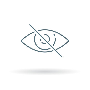 Eyesight Impaired Icon. Blind Sign. Blindness Symbol. Thin Line Icon On White Background. Vector Illustration.