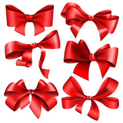 Set of 6 red bow