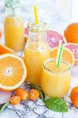 Saft mit frischen Zitrusfruechten