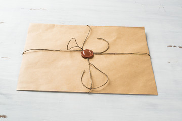 Letter with seal on table