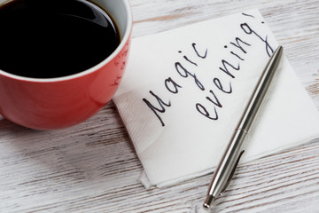 Message written on napkin