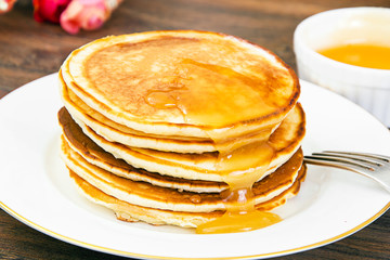 Tasty Pancakes Stack with Honey 