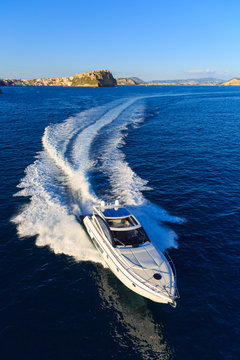 luxury motoryacht in  navigation