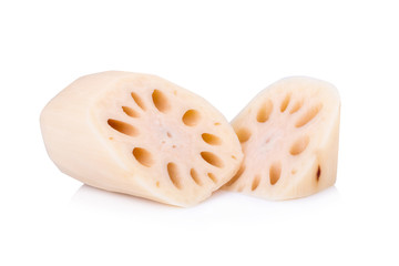 Lotus root on white background