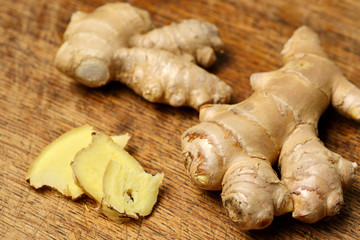 Ginger on wooden Table
