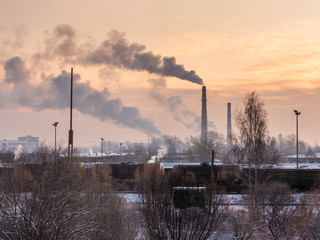 Industrial stack billows smoke