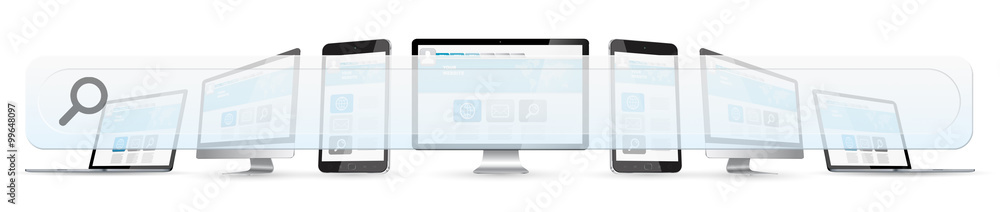 Poster modern devices with empty web bar