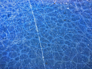 Deep blue ice skating rink surface texture