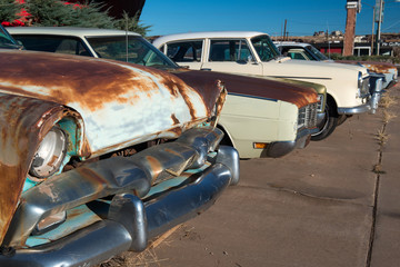 Old car abandoned in the west on Route 66
