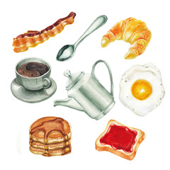 Watercolor breakfast set - 99648816
