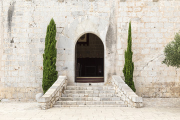 arched door in the facade