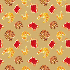 Watercolor breakfast delicious pattern