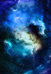 Fototapeta na wymiar Nebula, Cosmic space and stars, blue cosmic abstract background.