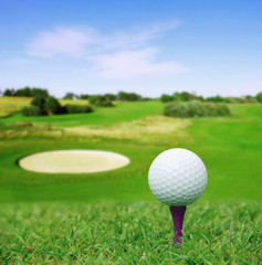 Golf ball on course