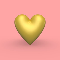 Золотое сердце на ярком розовом фоне. Объем 3D