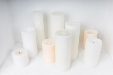 candles in a fireplace