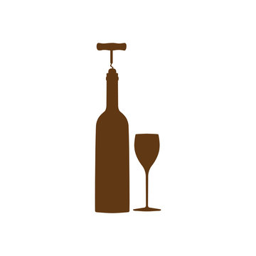 vector icons related to wine including wine bottle, wine glass, corkscrew. 