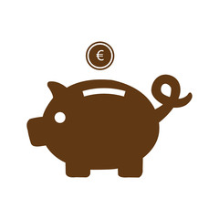 Piggy bank - saving money. brown icon