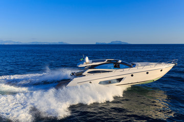 luxury motoryacht in  navigation