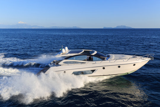 luxury motoryacht in  navigation
