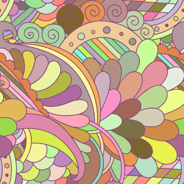 Seamless psychedelic pattern in pastel colours.