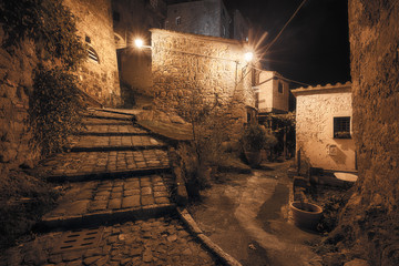 Fototapeta na wymiar Medieval town street at night