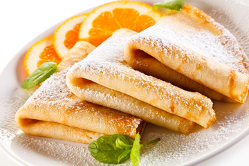 Crepes on white background