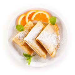 Crepes on white background