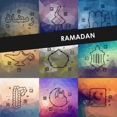 ramadan timeline infographics with blurred background