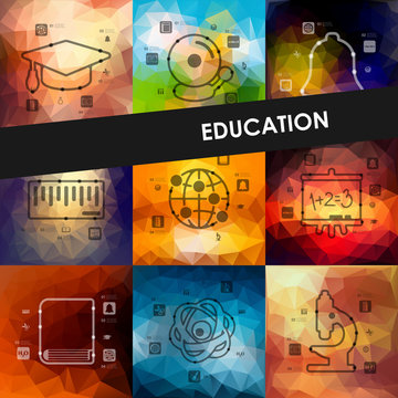 education timeline infographics with blurred background