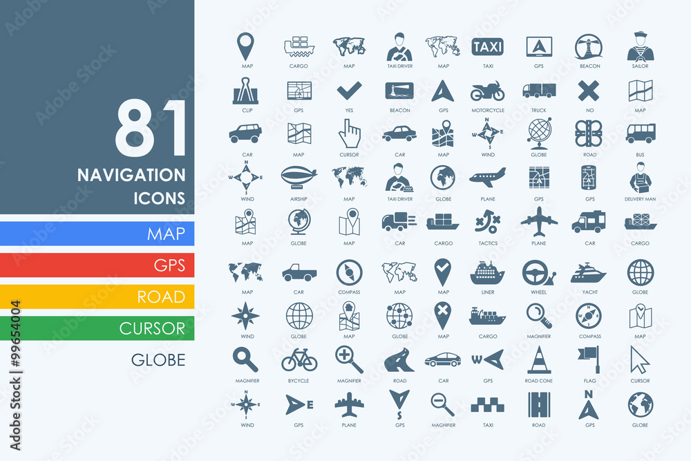 Poster set of navigation icons