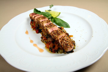 Meat spices with vegetables