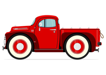 Retro cartoon truck on a white background. Vector © norsob