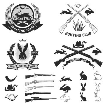 Set of hare hunting club labels.