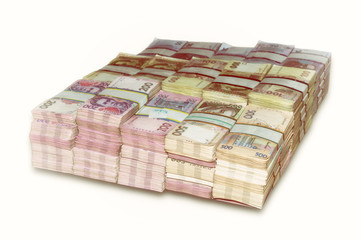 Ukrainian packs a lot of money the stacked