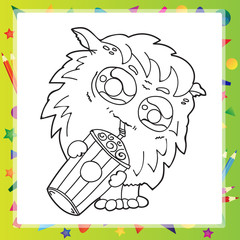 Black and White Illustration of Funny Monster