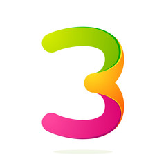 Number three colorful volume icon.