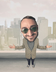 Person with big head