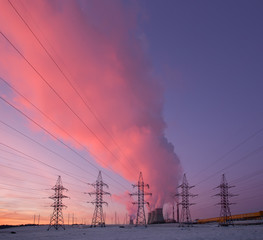 Power station in the evening