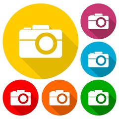 Simple Camera Icons set with long shadow