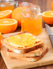 Fototapeta na wymiar toast with butter and jam