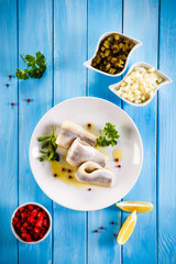 Marinated herring fillets