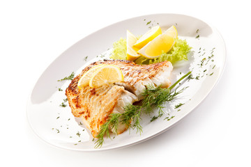 Fish dish - fried fish fillet and vegetables