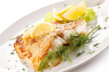Fish dish - fried fish fillet and vegetables