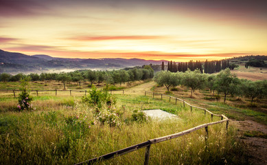 Amazing tuscan sunrise