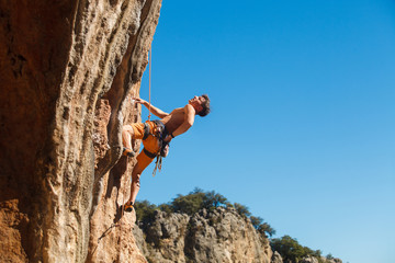 Rock climbing close-up