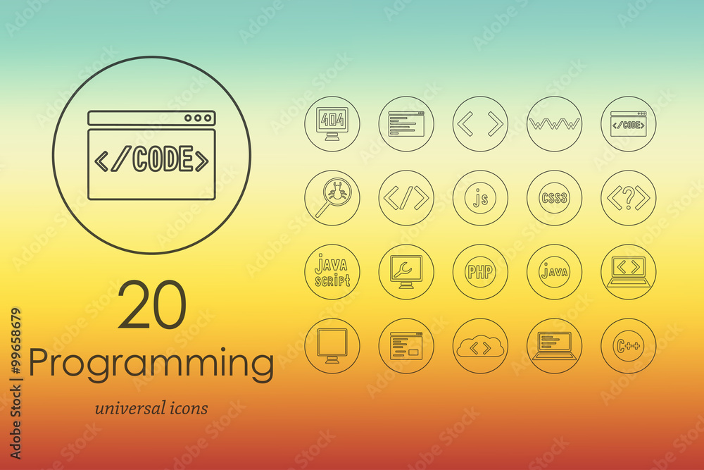 Poster set of programming icons