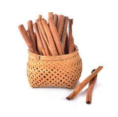 Cinnamon sticks on white background